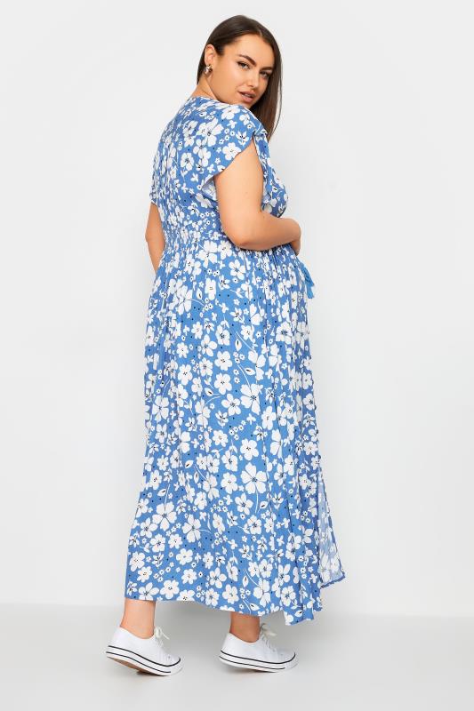 BUMP IT UP MATERNITY Plus Size Blue Floral Print Maxi Dress | Yours Clothing 4