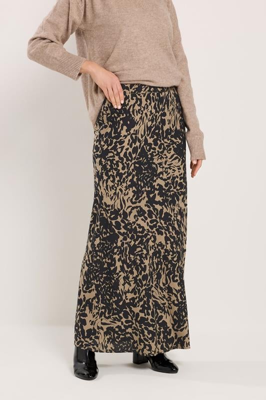LTS Tall Women's Black Abstract Print Cotton Maxi Skirt | Long Tall Sally 1