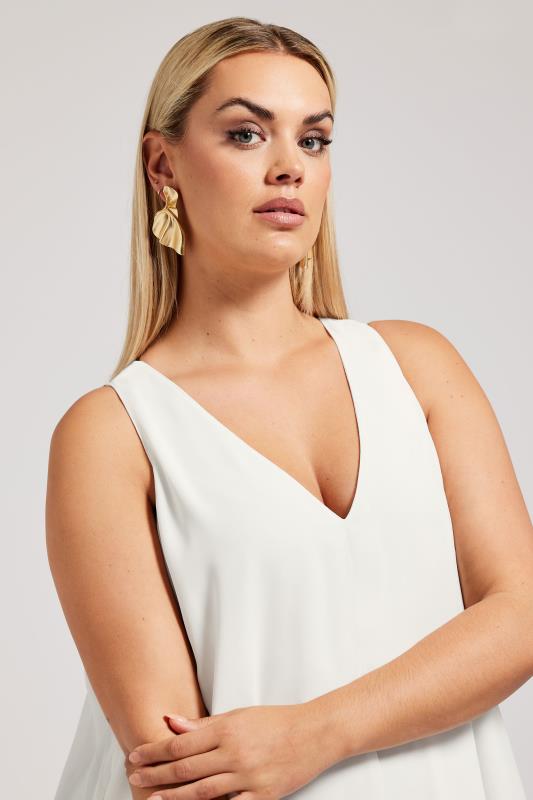 YOURS LONDON Plus Size White Layered Sleeveless Blouse | Yours Clothing 4