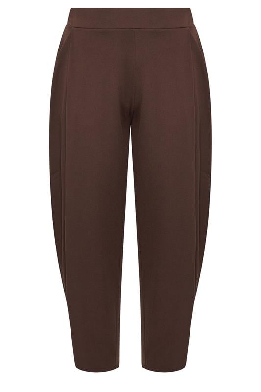 LIMITED COLLECTION Plus Size Chocolate Brown Pleated Barrel Leg Trousers | Yours Clothing 5
