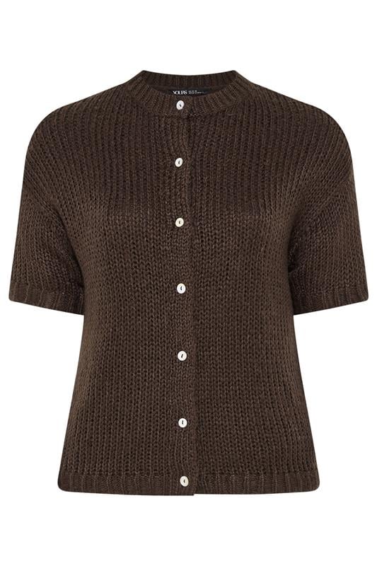 YOURS Plus Size Chocolate Brown Short Sleeve Cardigan Yours Clothing 5