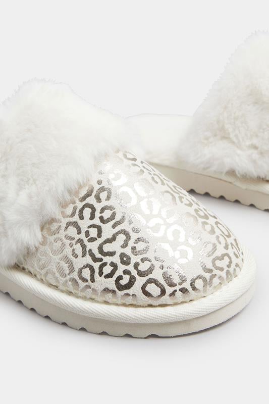 Gold Metallic Leopard Print Slippers | Yours Clothing 5