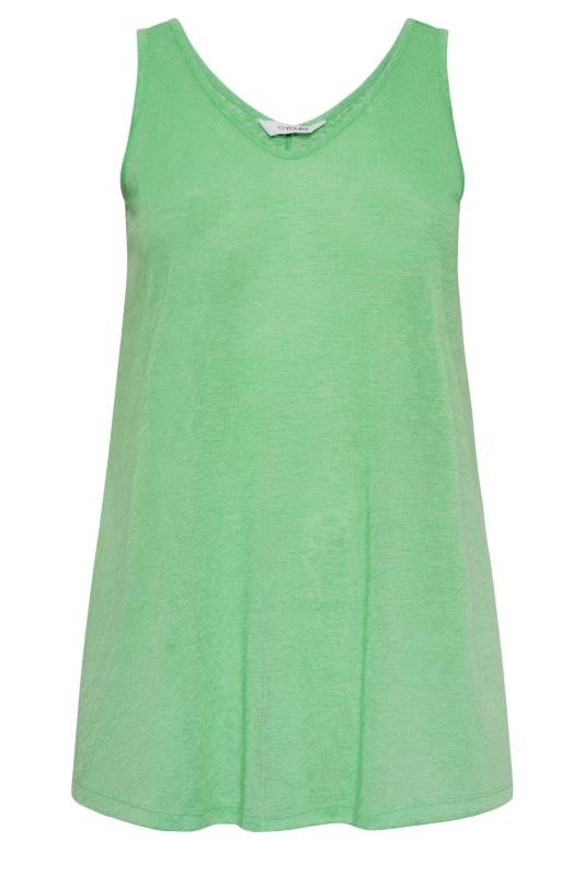YOURS Plus Size Green Linen Look Vest Top | Yours Clothing 5