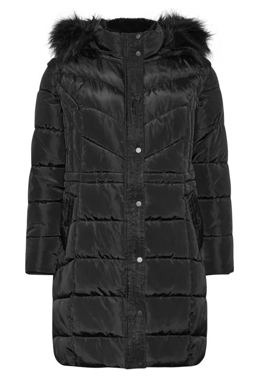 YOURS Plus Size Black 2 In 1 Midi Padded Coat | Yours Clothing 6