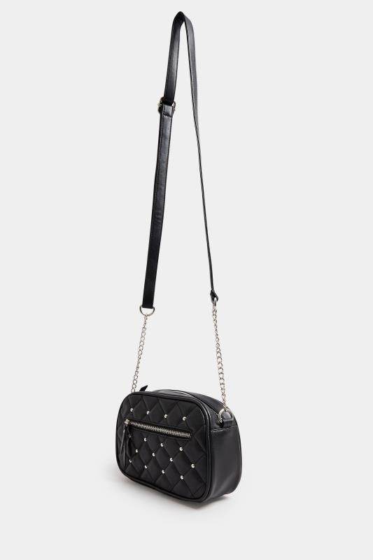 Black Quilted Stud Shoulder Bag | Yours Clothing 2