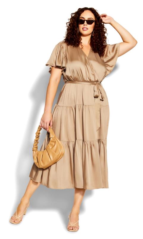 Tiered Sweetness V-Neck Sleeved Brown Wrap Maxi Dress 3