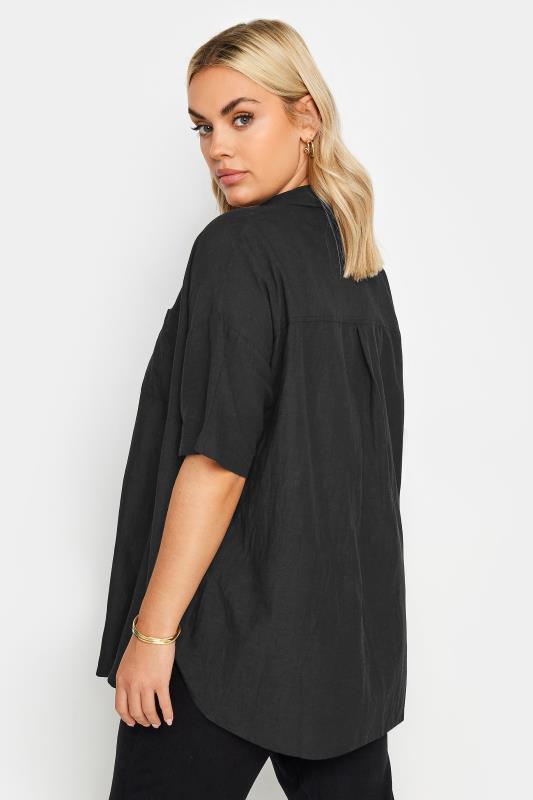 YOURS Plus Size Black Utility Linen Shirt | Yours Clothing 4