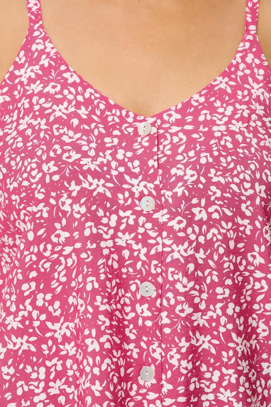 YOURS Plus Size Pink Floral Print Button Cami Vest Top | Yours Clothing 4