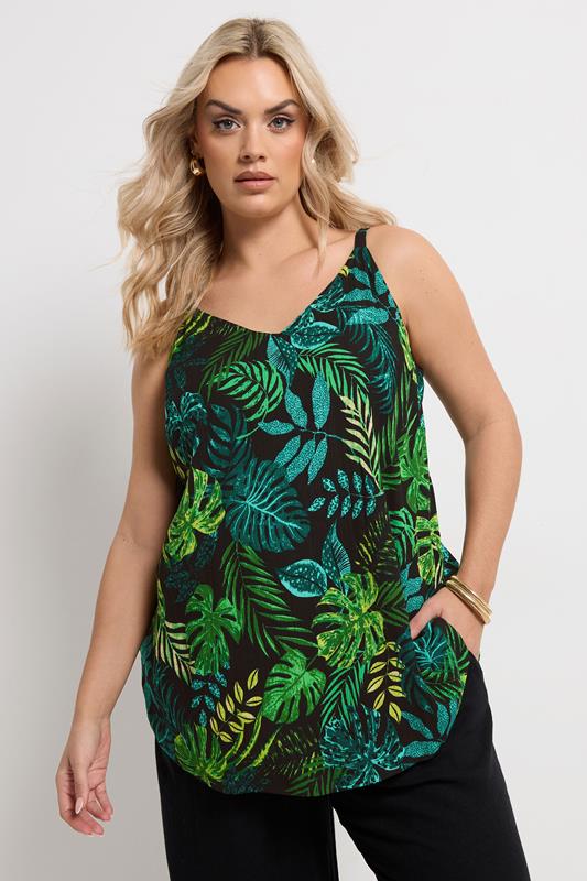  YOURS Curve Black Tropical Cami Vest Top