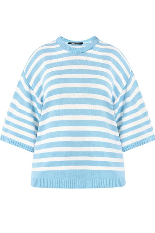 YOURS Plus Size Blue Striped Knitted Jumper | Yours Clothing 5