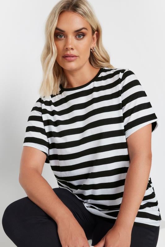 YOURS Plus Size Black & White Stripe T-Shirt | Yours Clothing  4