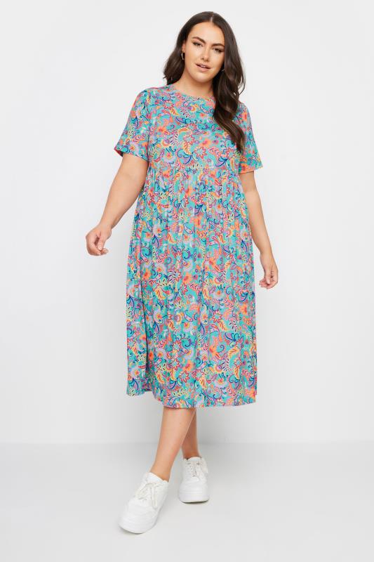 YOURS Plus Size Blue Paisley Print Smock Dress | Yours Clothing 2