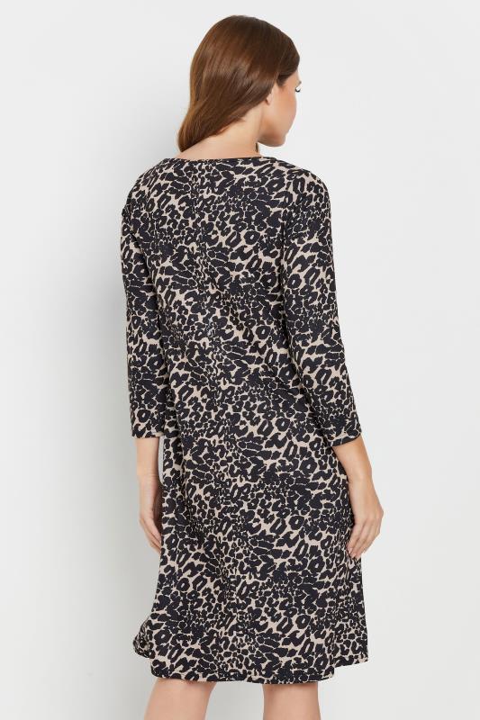 M&Co Natural Brown Leopard Print Ponte Swing Dress | M&Co 3