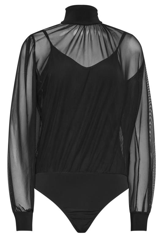 LTS Tall Black Mesh Cami Halterneck Bodysuit | Long Tall Sally  7