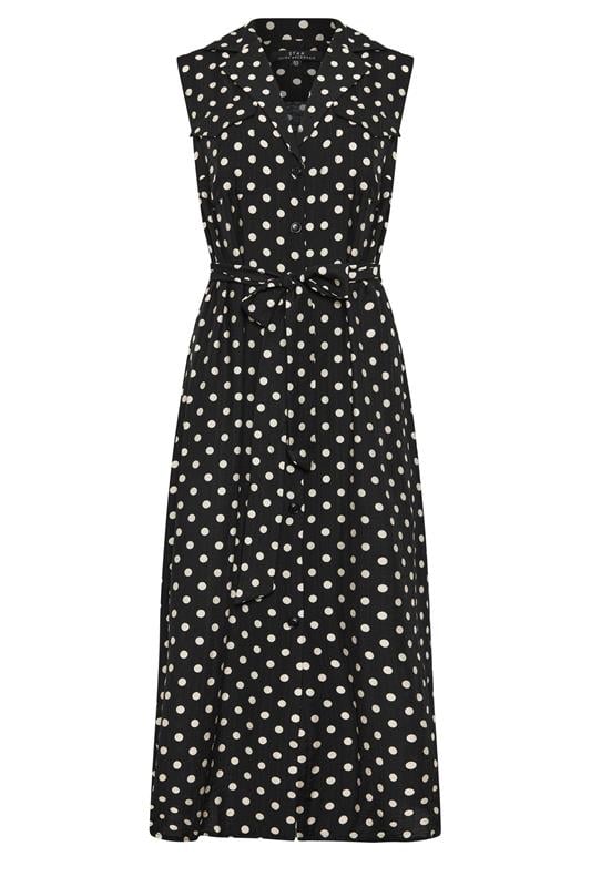  STAR Black Polka Dot Sleeveless Shirt Dress
