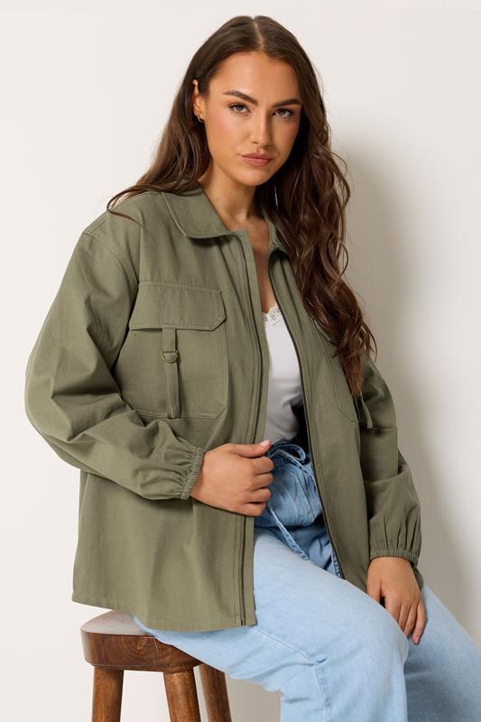 YOURS Curve Khaki Green Utility Shacket