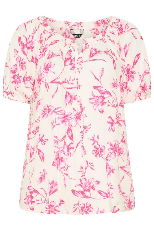 YOURS Plus Size Pink Floral Bardot Top | Yours Clothing 5