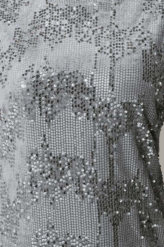 YOURS LONDON Plus Size Grey Velvet Sequin Shift Dress | Yours Clothing 4