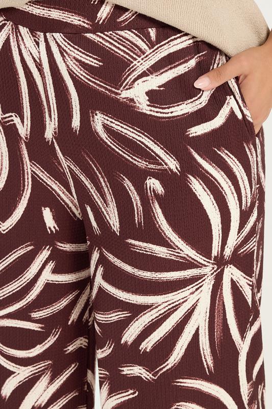 YOURS Plus Size Brown Abstract Print Wide Leg Trousers | Yours Clothing 5