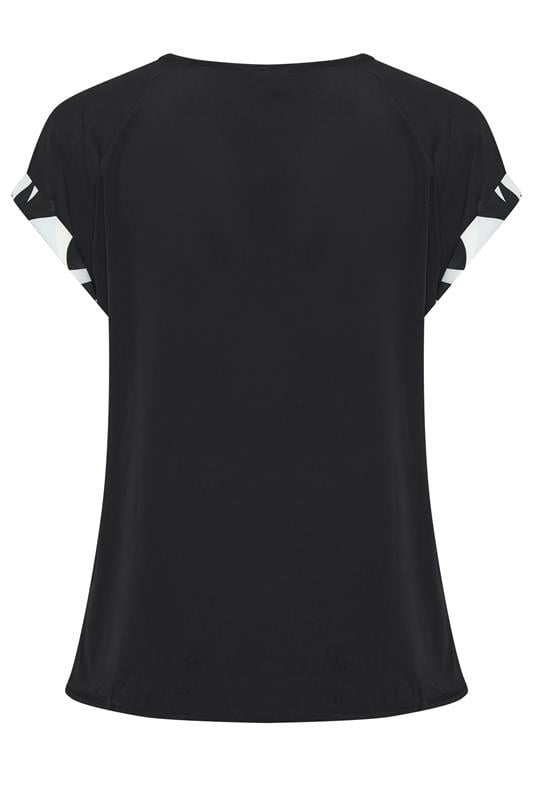 YOURS Plus Size Black Abstract Contrast Sleeve Top | Yours Clothing 2
