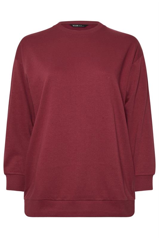 YOURS Plus Size Washed Red Crew Neck Sweatshirt | Yours Clothing 5