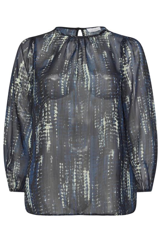 YOURS LONDON Curve Navy Blue Snake Print Metallic Chiffon Blouse | Yours Clothing  6