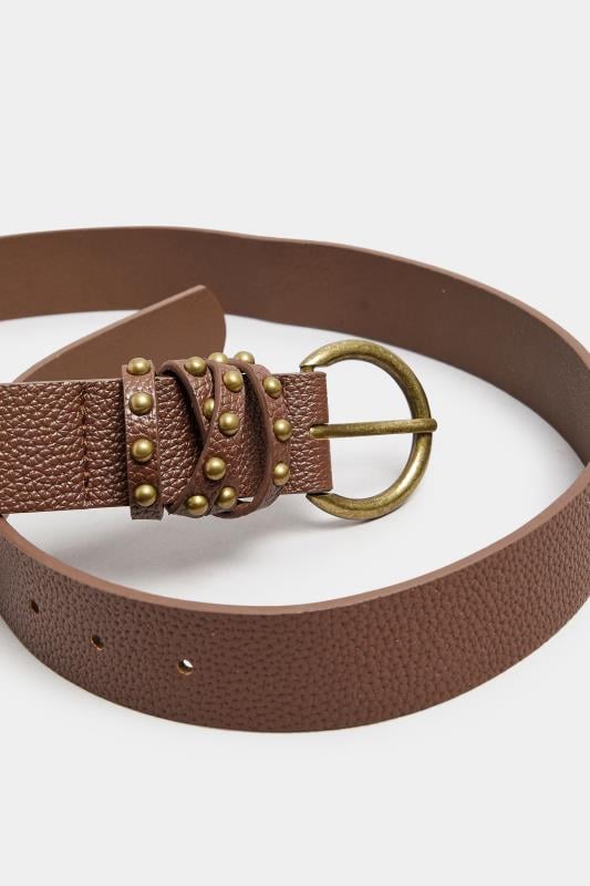 Brown Studded Strap Belt | Yours Clothing 3