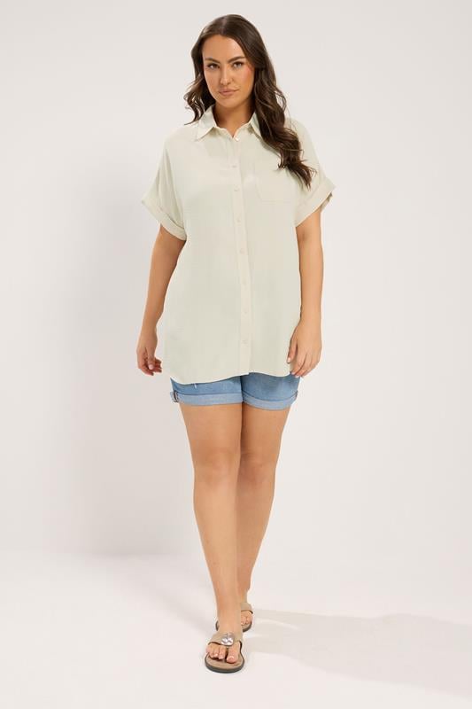 YOURS Plus Size Natural Brown Grown On Sleeve Shirt | Yours Clothing 1