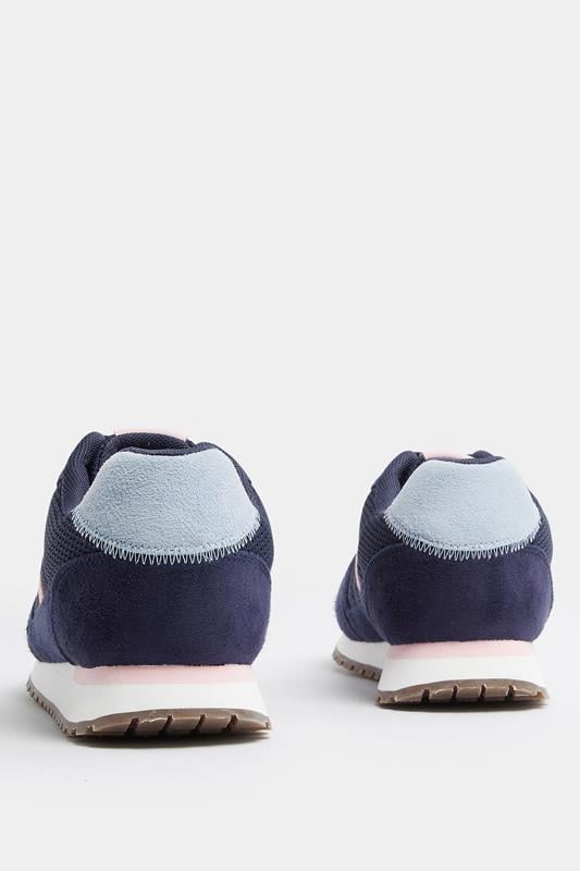 Navy Blue Colourblock Trainers In Extra Wide EEE Fit | Yours Clothing 5