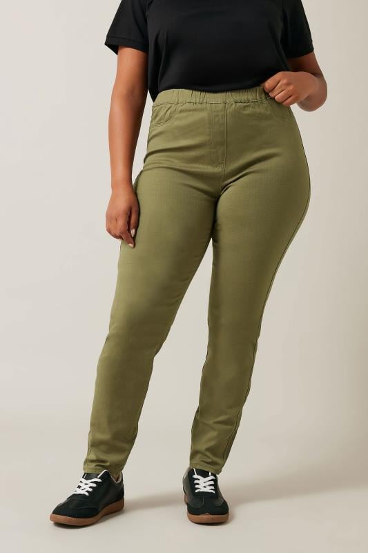 Skinny Pull On Olive Green Jeggings 1