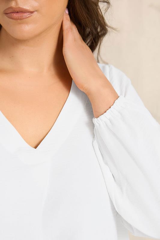EVANS Plus Size White Pleat Front Long Sleeve Blouse | Evans 4