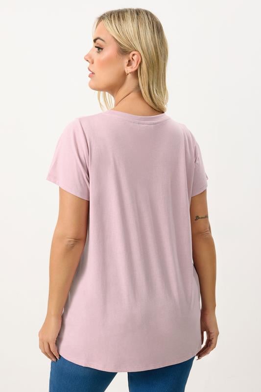YOURS Plus Size Light Pink Core T-Shirt | Yours Clothing 2