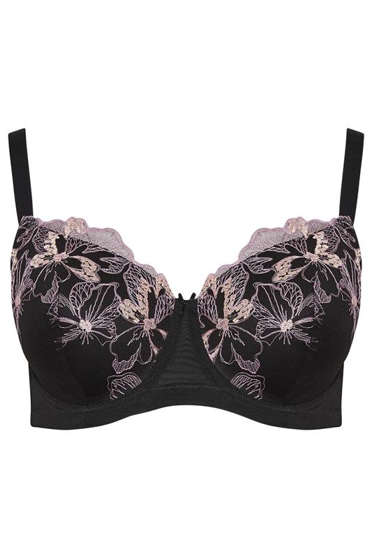 YOURS 2 PACK Plus Size Black & Pink Embroidered Padded Bras | Yours Clothing 9