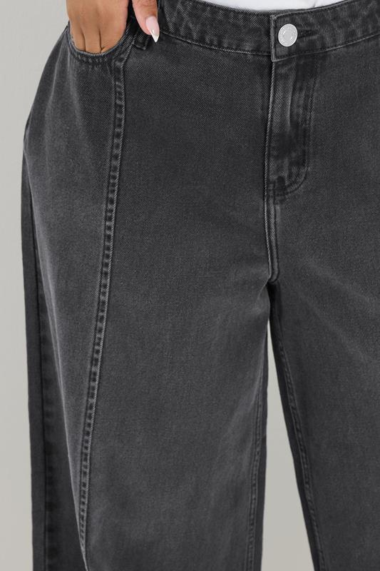 YOURS Plus Size Black Front Seam Wide Leg Jeans | Yours Clothing 6