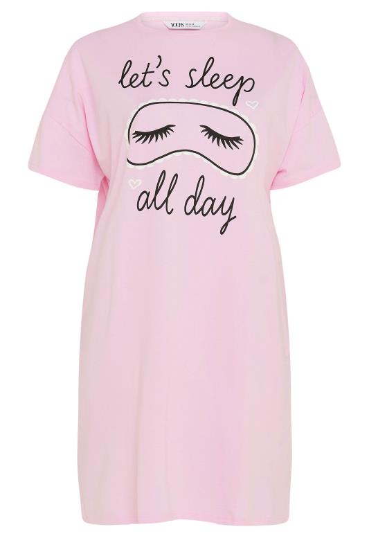 YOURS Plus Size 2 Pack Pink Eyemask Print Nightdress | Yours Clothing 8