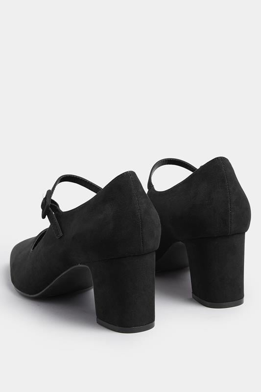 LTS Black Faux Suede Mary Jane Block Heel In Standard Fit | Long Tall Sally 4
