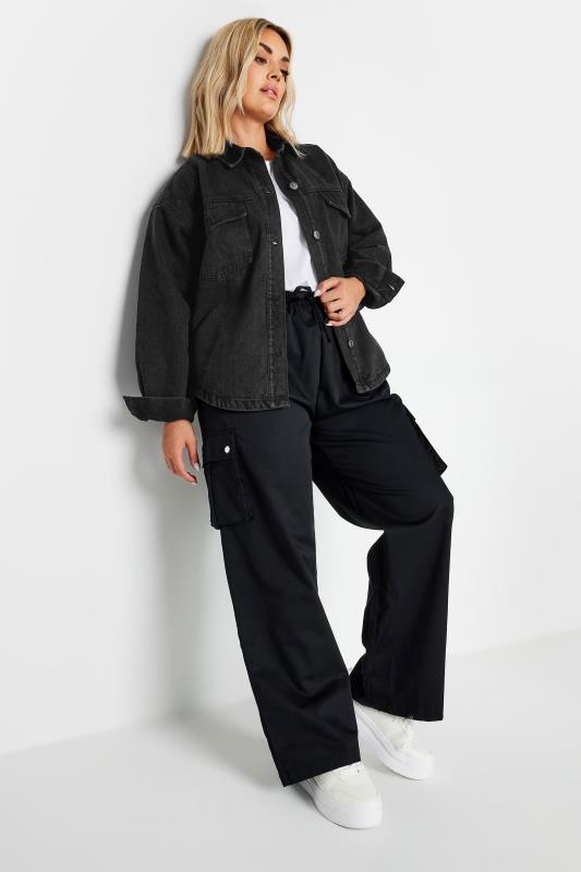 YOURS Plus Size Black Quilted Denim Shacket | Yours Clothing 4