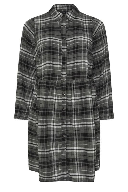 YOURS Plus Size Grey Check Print Shirt Dress | Yours Clothing  6