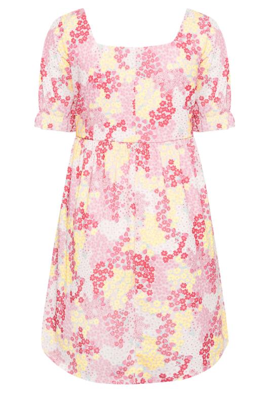 YOURS Curve Plus Size Pink Ditsy Floral Sweetheart Dress | Yours Clothing  7