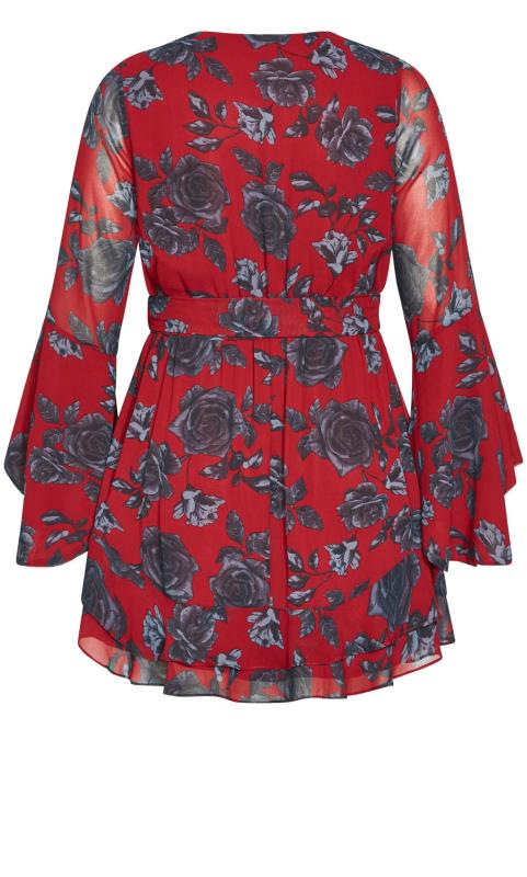 City Chic Red Rose Wrap Dress 4