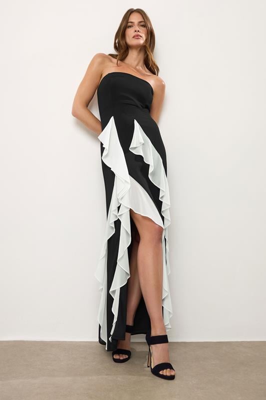 STAR Black Bandeau Contrast Ruffle Maxi Dress | StarByJM 3