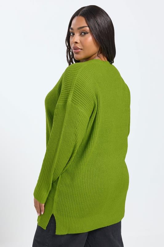 YOURS Plus Size Green Drop Shoulder Jumper | Yours Clothing 2
