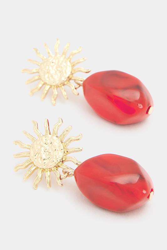Gold Tone Sun Bead Drop Earrings | Yours Clothing 2