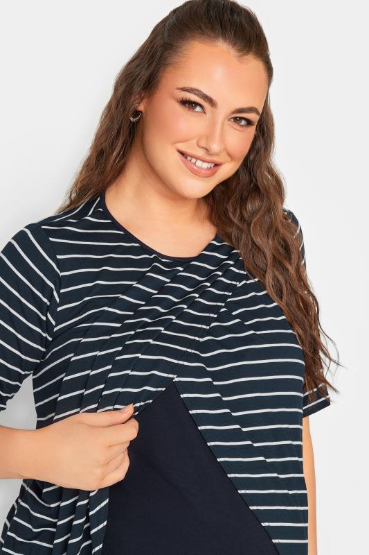 BUMP IT UP MATERNITY Curve Plus Size Navy Blue Stripe Nursing Top | YOURS CLOTHING  4