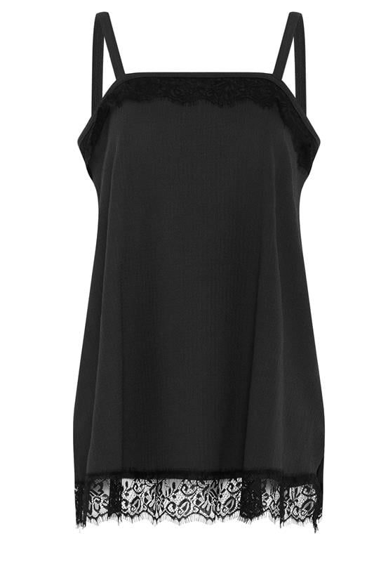 YOURS Plus Size Black Lace Detail Vest Top | Yours Clothing 5