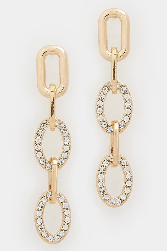 Gold Tone Diamante Disk Huggie Earrings