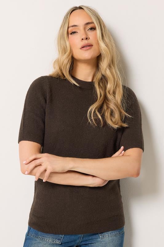 LTS Tall Chocolate Brown Short Sleeve Knit Jumper | Long Tall Sally  1