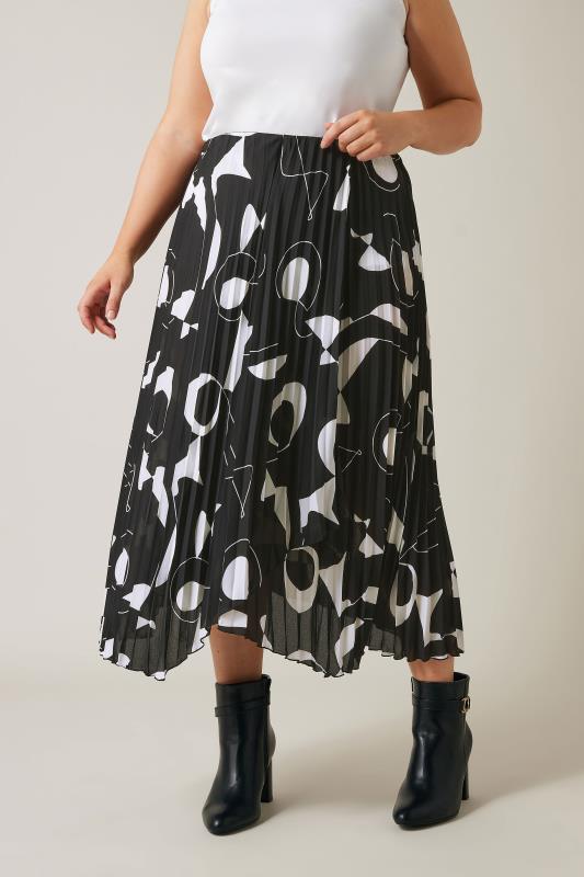 Evans Black Geometric Print Midi Skirt 1