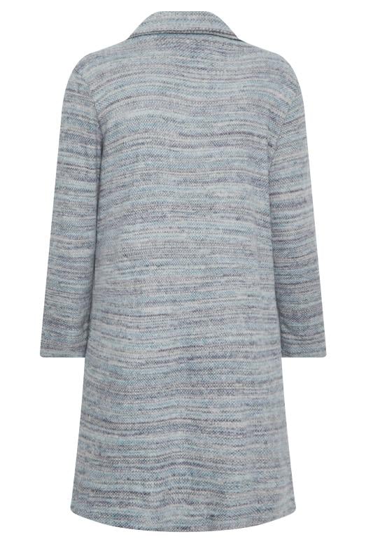 YOURS LUXURY Plus Size Blue Marl Button Front Midi Jacket | Yours Clothing 8