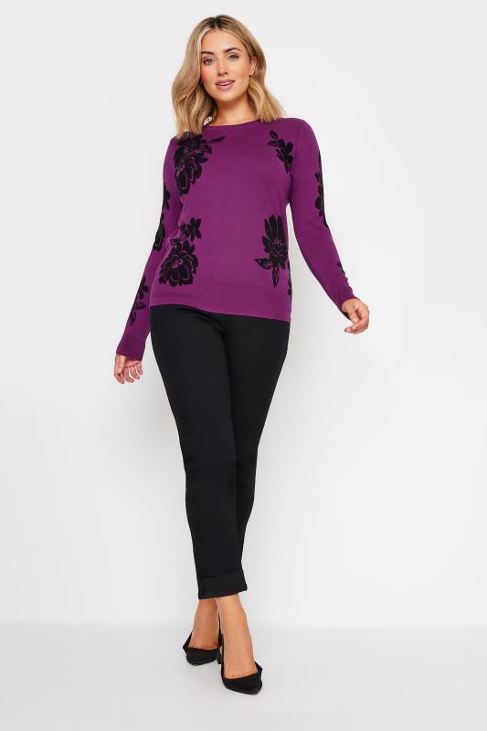 M&Co Purple Floral Print Crew Neck Jumper | M&Co 2